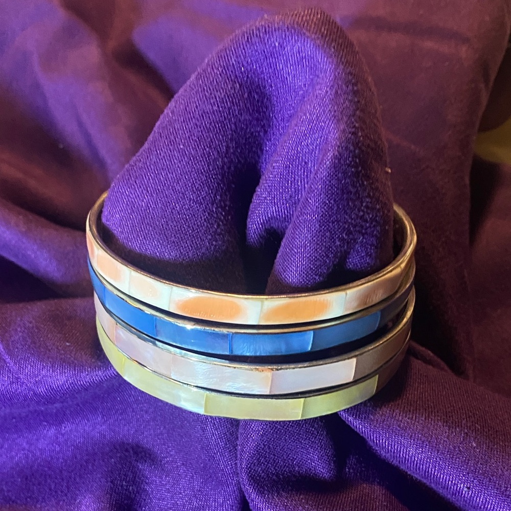 Colorful Mosaic Bangle Set - Picture 3 of 7